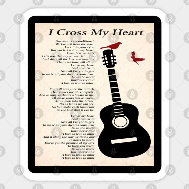 I Love Cross My Heart Music Quote Lover George For Fans Sticker by Zombie Halloween